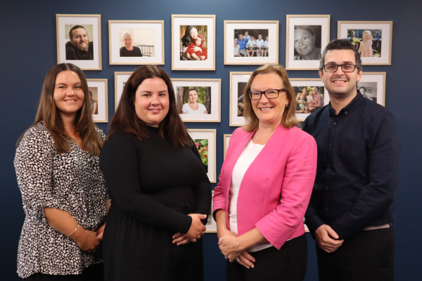 An image of some members from the RCA patient support team. From left to right the photo includes Tenaya, Kirsten, Cathy and Jaime.